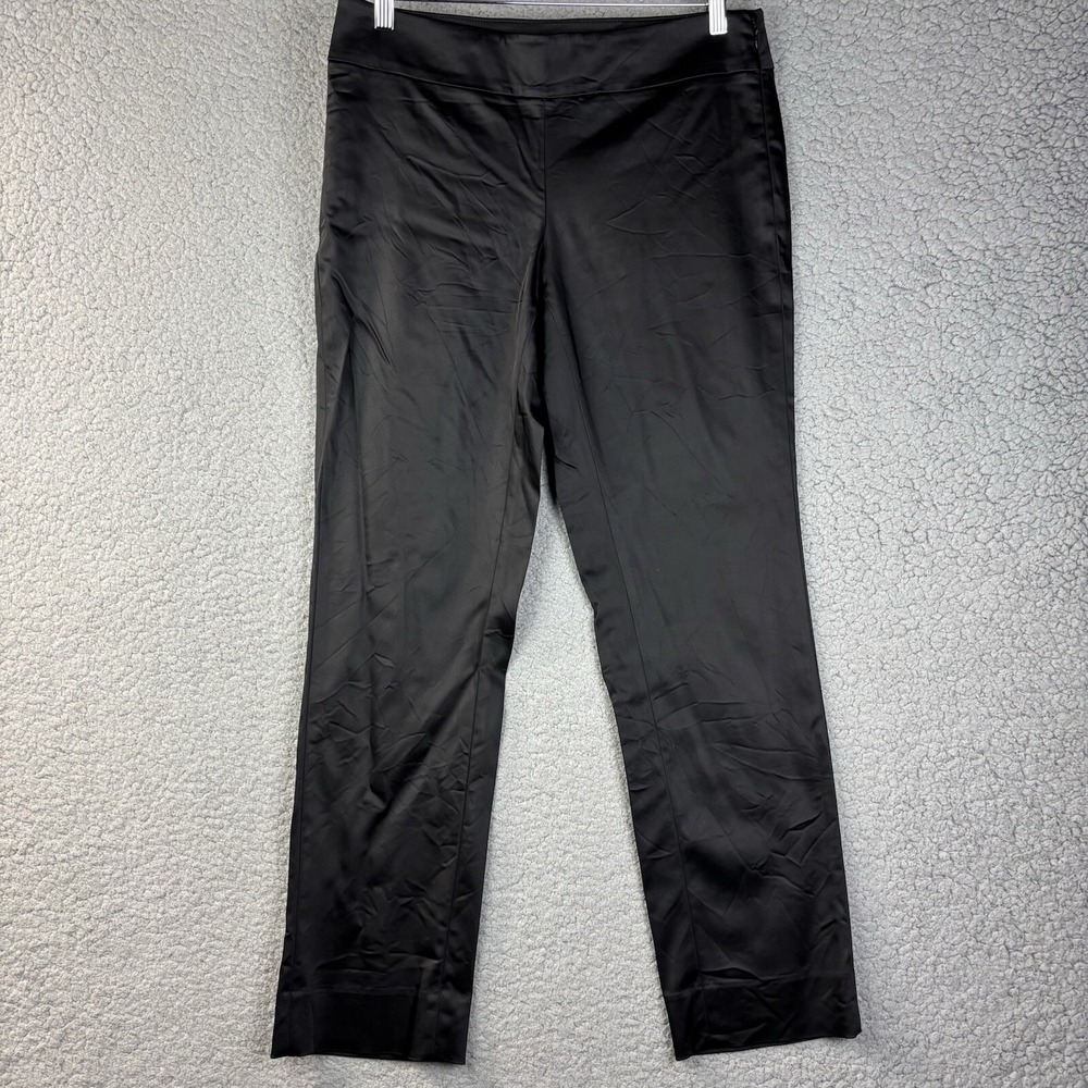 White House Black Market Black Satin‎ Slim Leg Straight Womens Size 8 R Pants